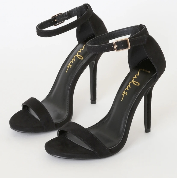 *NEW* Lulu's Black Vegan Suede Heels, single strap - Picture 3 of 12